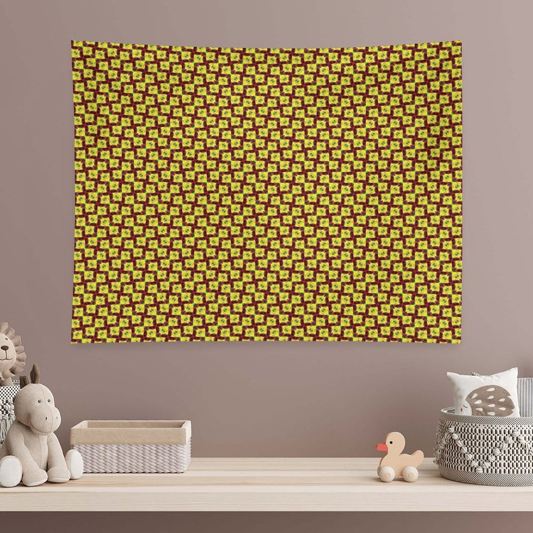 Gold And Green Angled Diamond Bowties on Red Tapestry