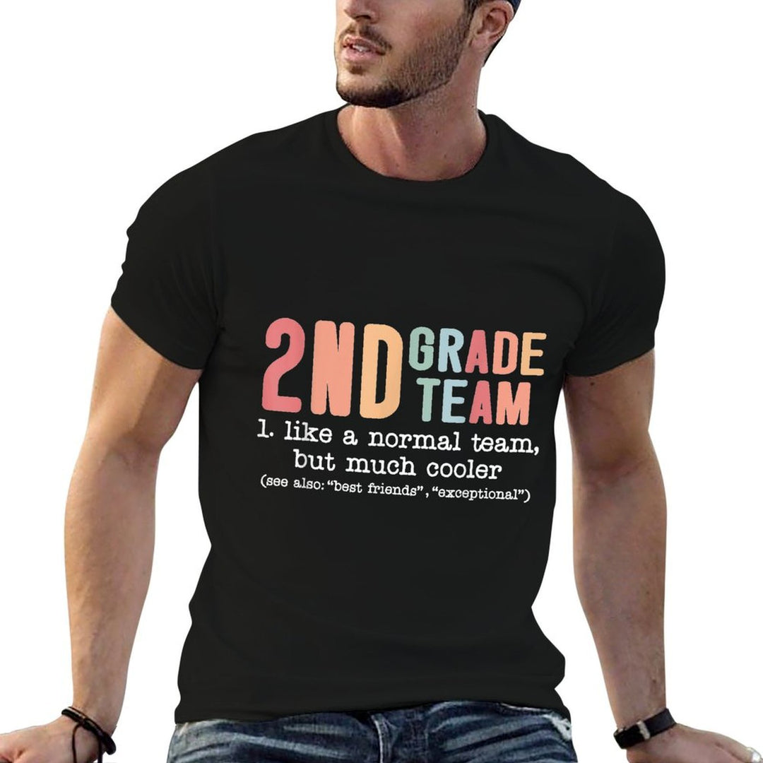 Teacher 2ND Grade Team Like A Normal Team But Much Cooler  Ribbed Collar T-Shirt