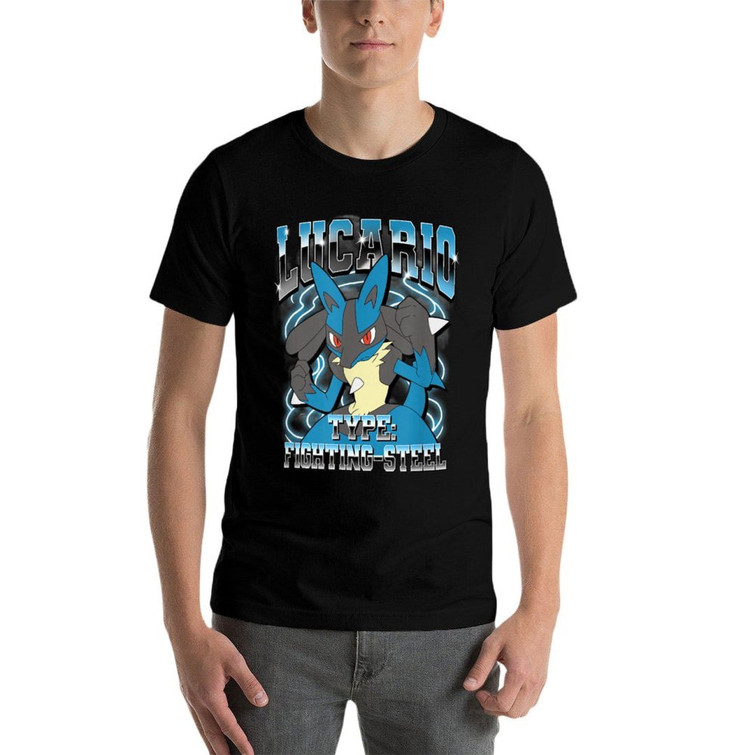 Pokémon Lucario Type Fighting-Steel Poster  Ribbed Collar T-Shirt