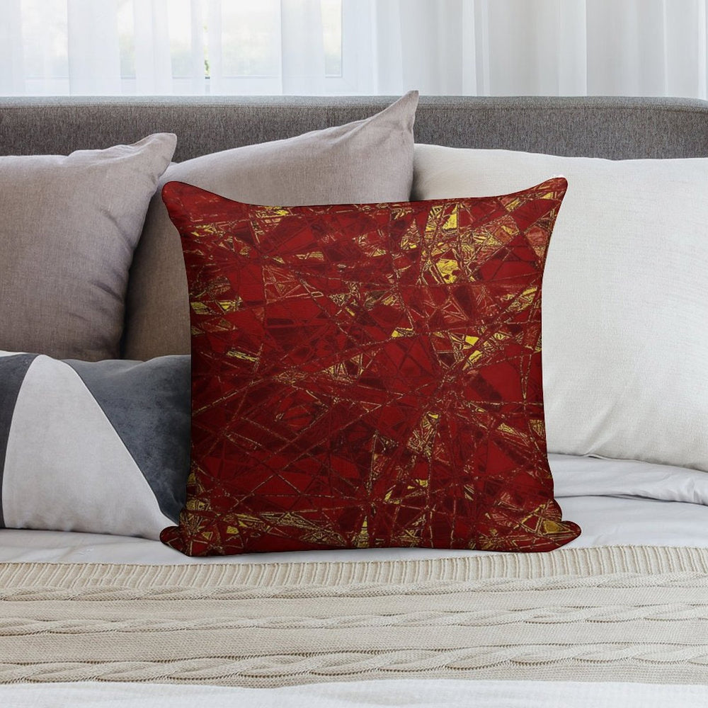 Aurelia- Red And Gold Metallic Soft Washable Throw Pillow