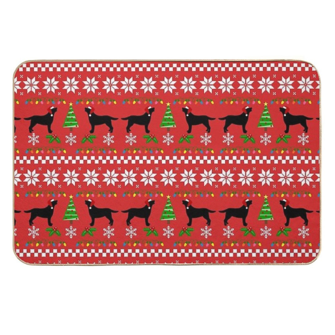 Black Labrador Happy Christmas Sweater Pattern  Pet-Safe Bath Mat