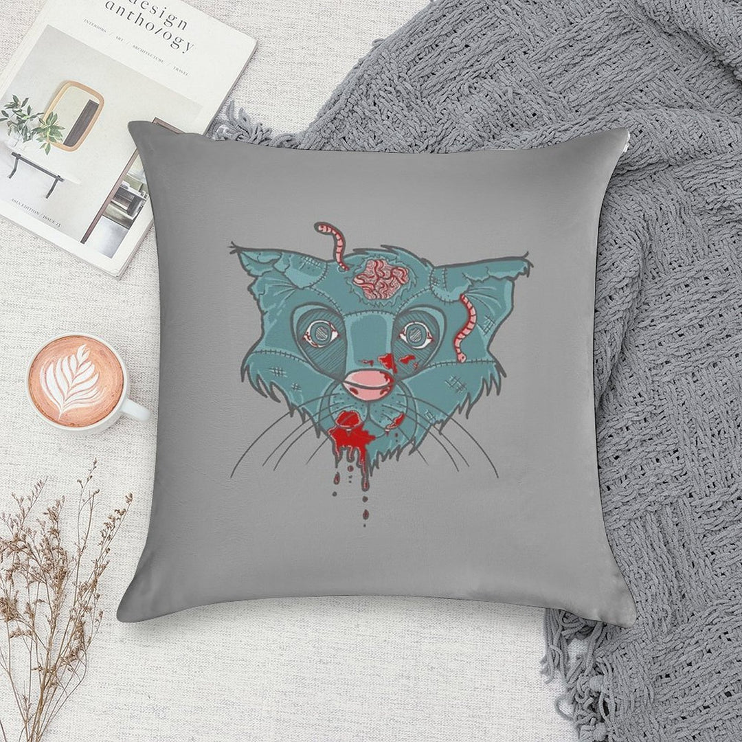 Zombie Frankenkitty Soft Skin-Friendly Throw Pillow