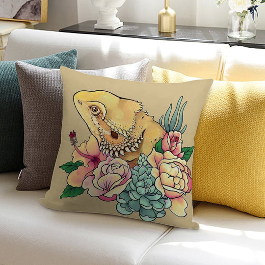 Pastel Bearded Dragon Soft Washable Throw Pillow