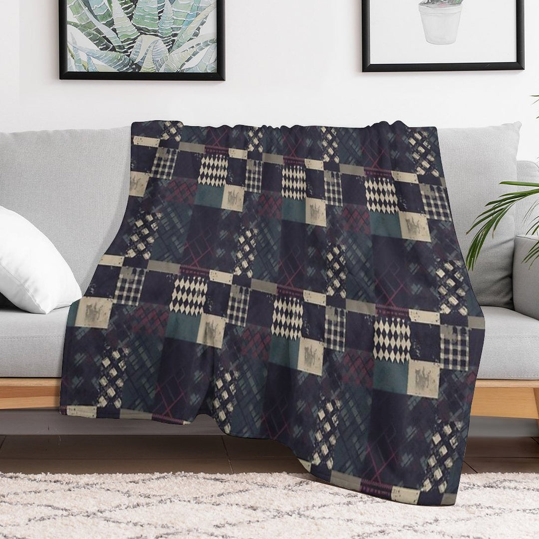 Grunge Tartan Patchwork Velvety-soft Throw Blanket