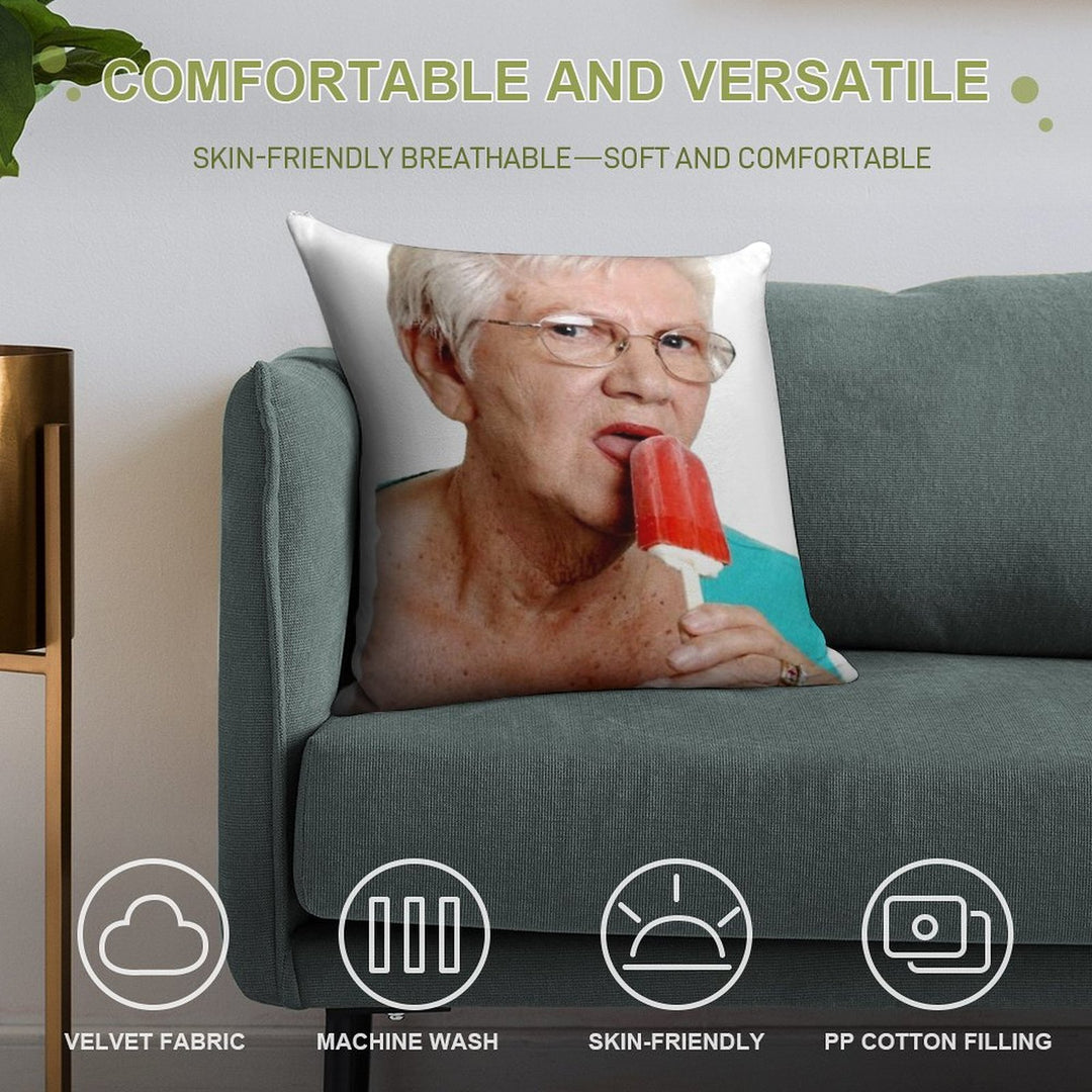 Granny Ice Lolly Soft Shrink-Resistant Throw Pillow