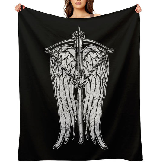 Angel Wings And Crossbow (Dirty) Durable Throw Blanket
