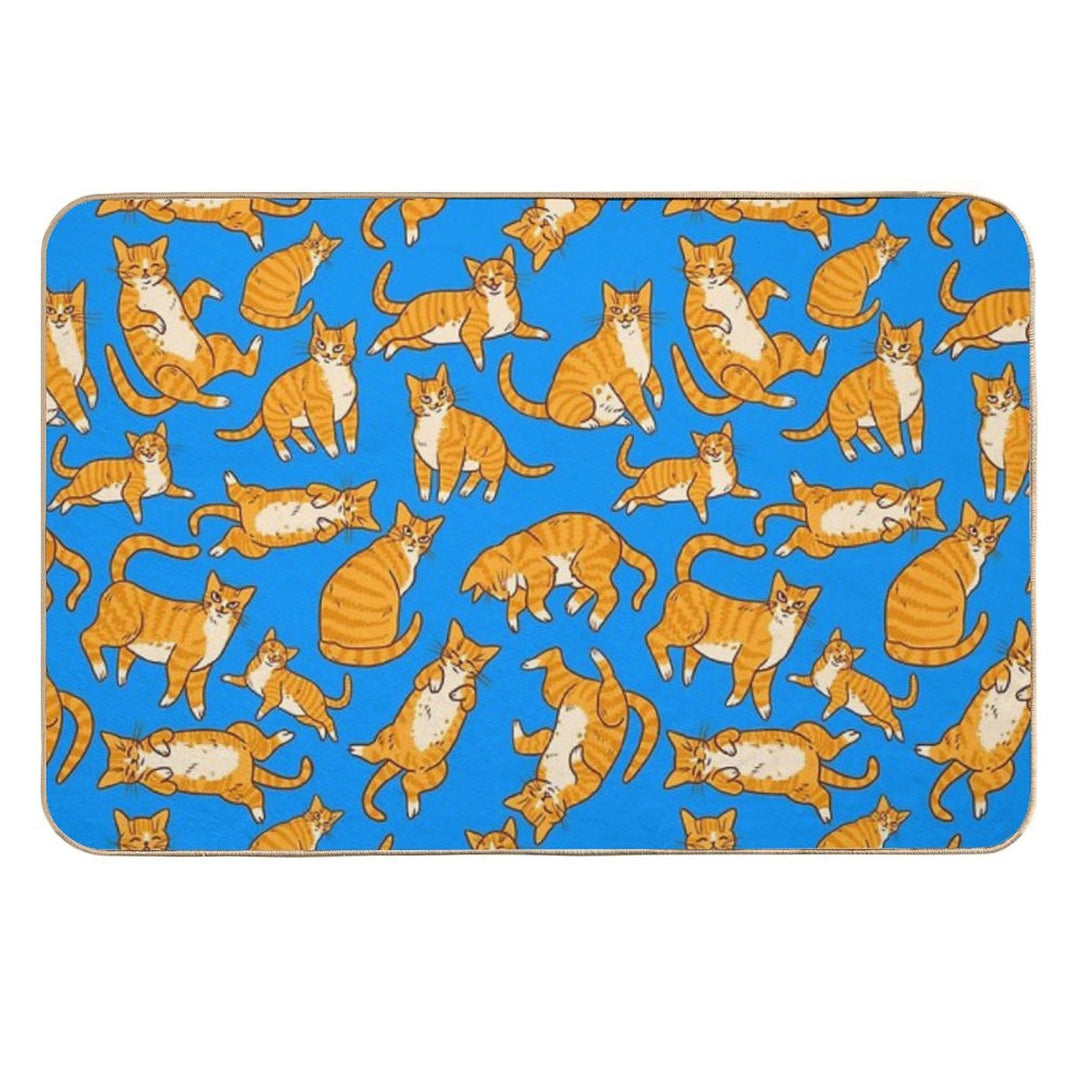Ginger Tabby Love  Fade-Resistant Bath Mat