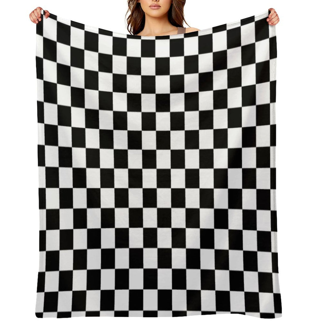 Black And White Checkerboard Pattern Anti-pilling Throw Blanket