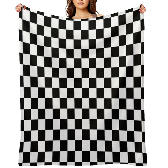 Black And White Checkerboard Pattern Anti-pilling Throw Blanket