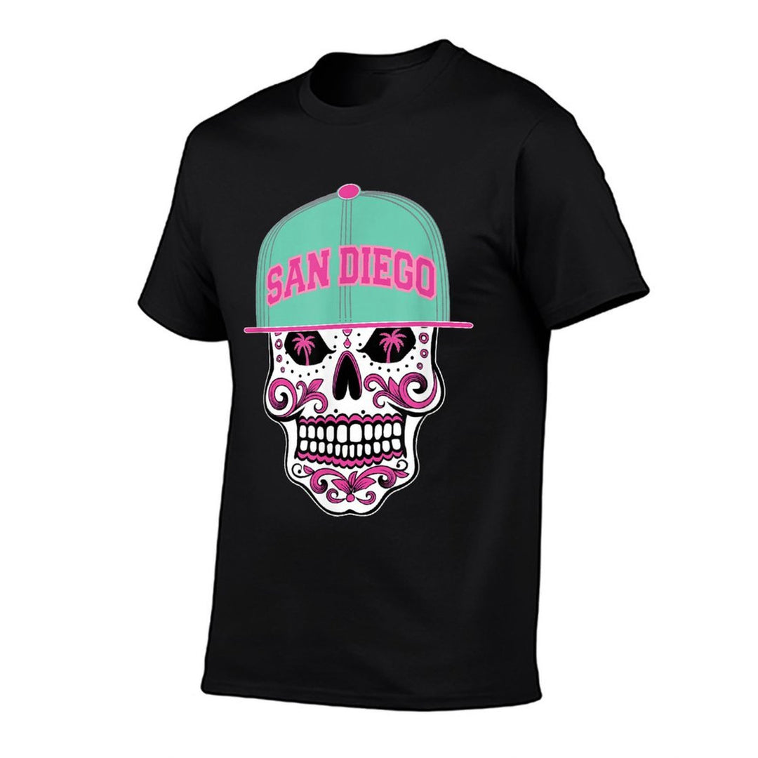 San Diego Mexican Sugar Skull Mint Green Pink SD City  Durable T-Shirt