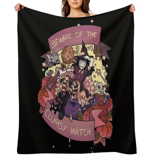 Beware of The Clumsy Witch Velvety-soft Throw Blanket