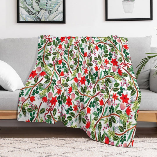 Christmas Floral Pattern Anti-pilling Throw Blanket