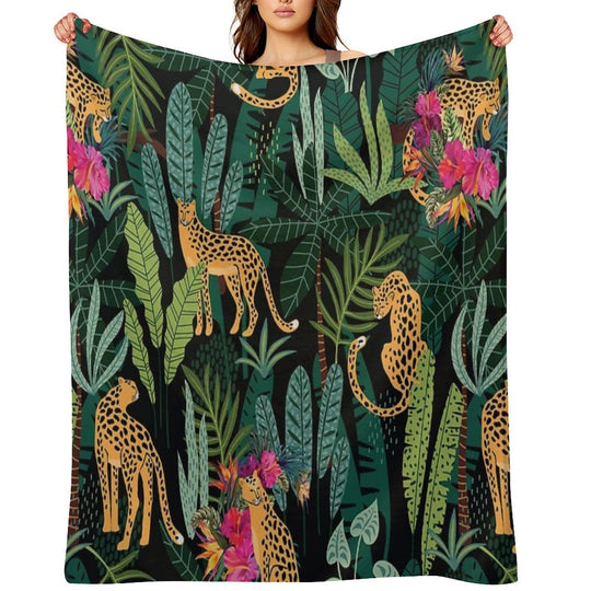 Tropical Cheetah Print Sustainable Throw Blanket