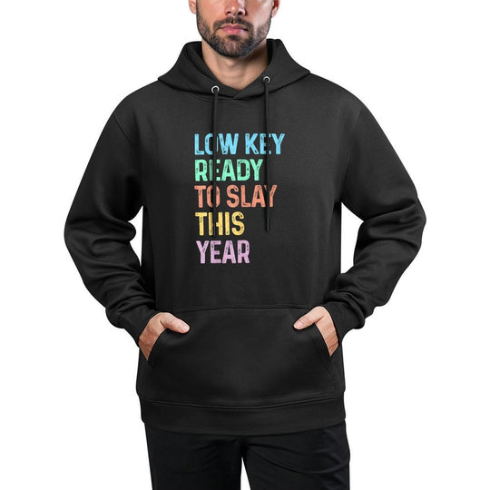 Low Key Ready To Slay This Year Funny Back To School Gen Z Cotton-Polyester Blend Hoodie