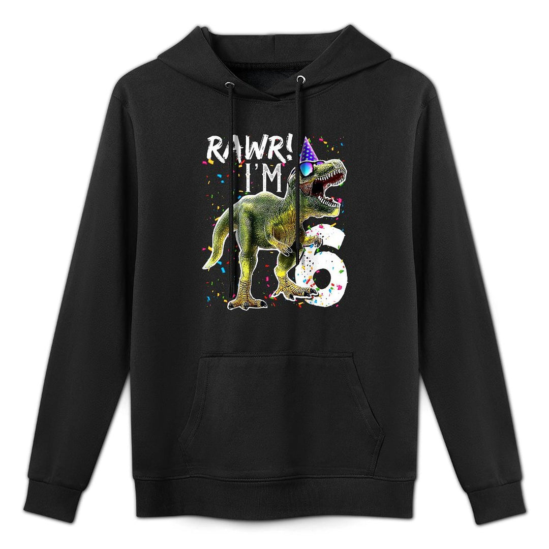 Rawr I'm 6 6th Birthday T Rex Dinosaur Boys Dinosaur Gift Shape Retention Hoodie
