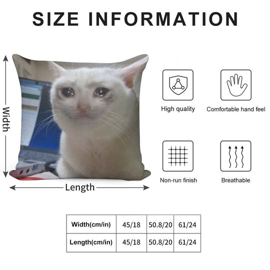 Crying Cat Meme Soft Skin-Friendly Throw Pillow