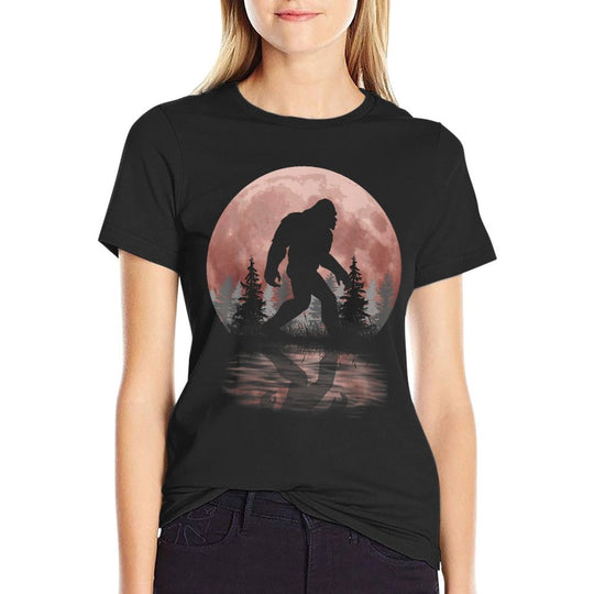 Bigfoot Sasquatch Full Moon In The Forest Men Women  Heathered Texture T-Shirt
