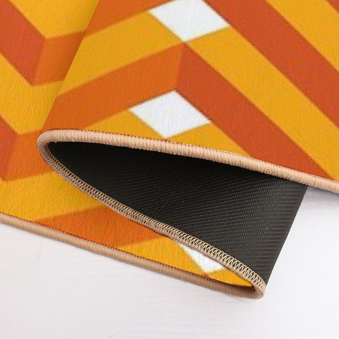 Desert Orange And Yellow Isometric Chevron on White Geometric Pattern  High-Traffic Bath Mat
