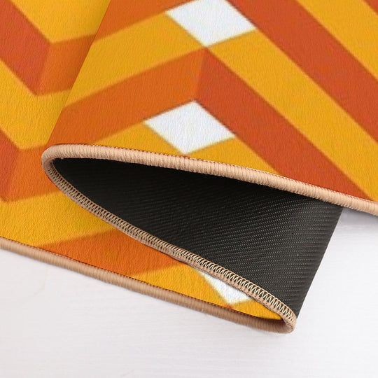 Desert Orange And Yellow Isometric Chevron on White Geometric Pattern  High-Traffic Bath Mat