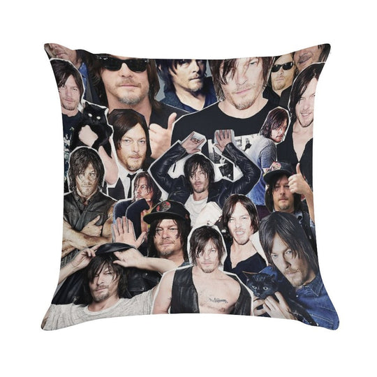 Norman Reedus Collage Soft Fade-Resistant Throw Pillow