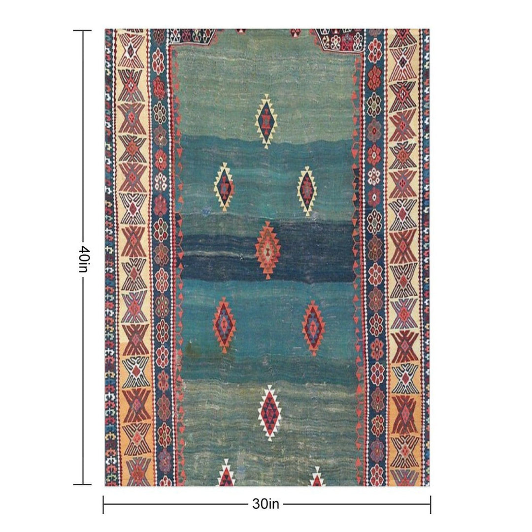 Sivas Antique Turkish Niche Kilim Print Sustainable Throw Blanket