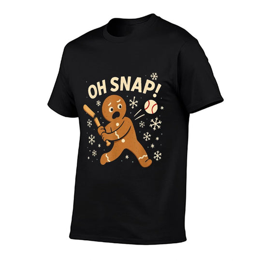 Oh Snap Gingerbreadman Christmas Baseball  Oversized Silhouette T-Shirt