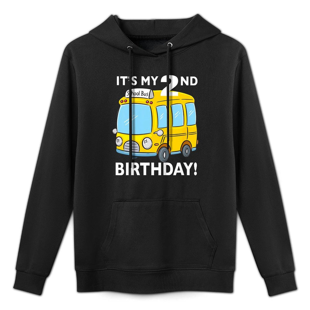 Kids It's My 2nd Birthday School Bus Theme Kids Party 2 Years Old Casual Wear Hoodie