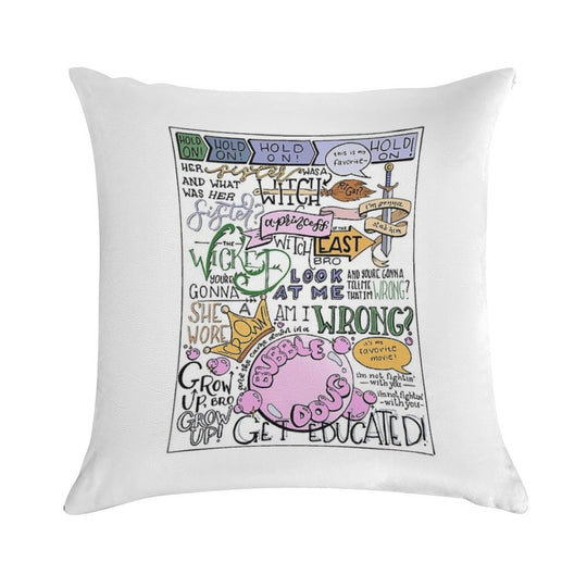 (Colorized) Wicked Witch of The East Bro Hand Lettered Soft High-Density Material Throw Pillow