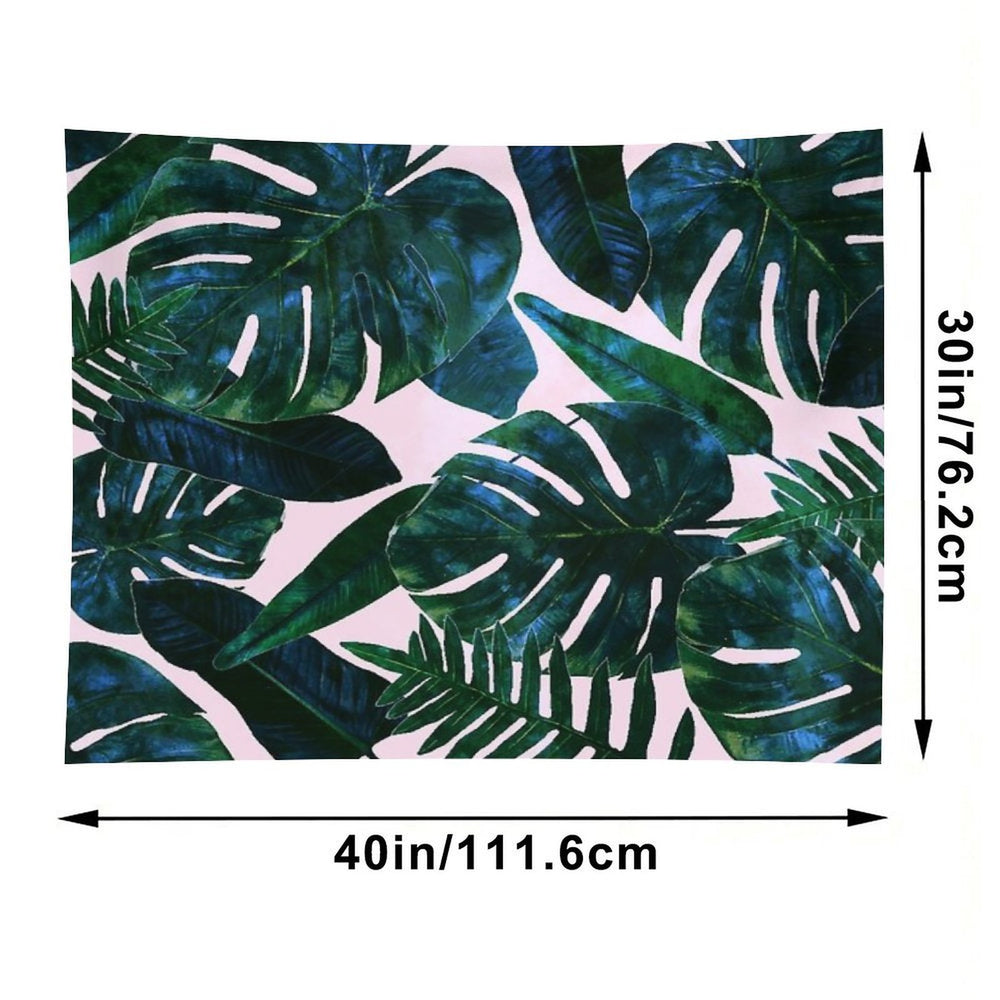 Perceptive Dream  Tropical Nature Botanical Plants Painting  Palm Monstera Banana Leaves Jungle Tapestry