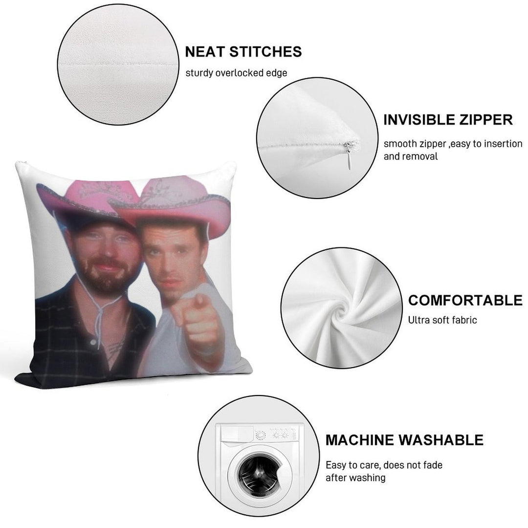 Chris Evans & Sebastian Stan Soft Luxury Feel Throw Pillow