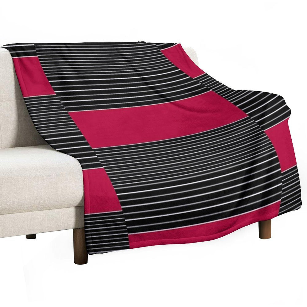 Striped Simple Red , Gray , White Pattern SPORTCLUB All-season Throw Blanket