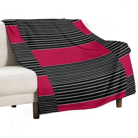 Striped Simple Red , Gray , White Pattern SPORTCLUB All-season Throw Blanket