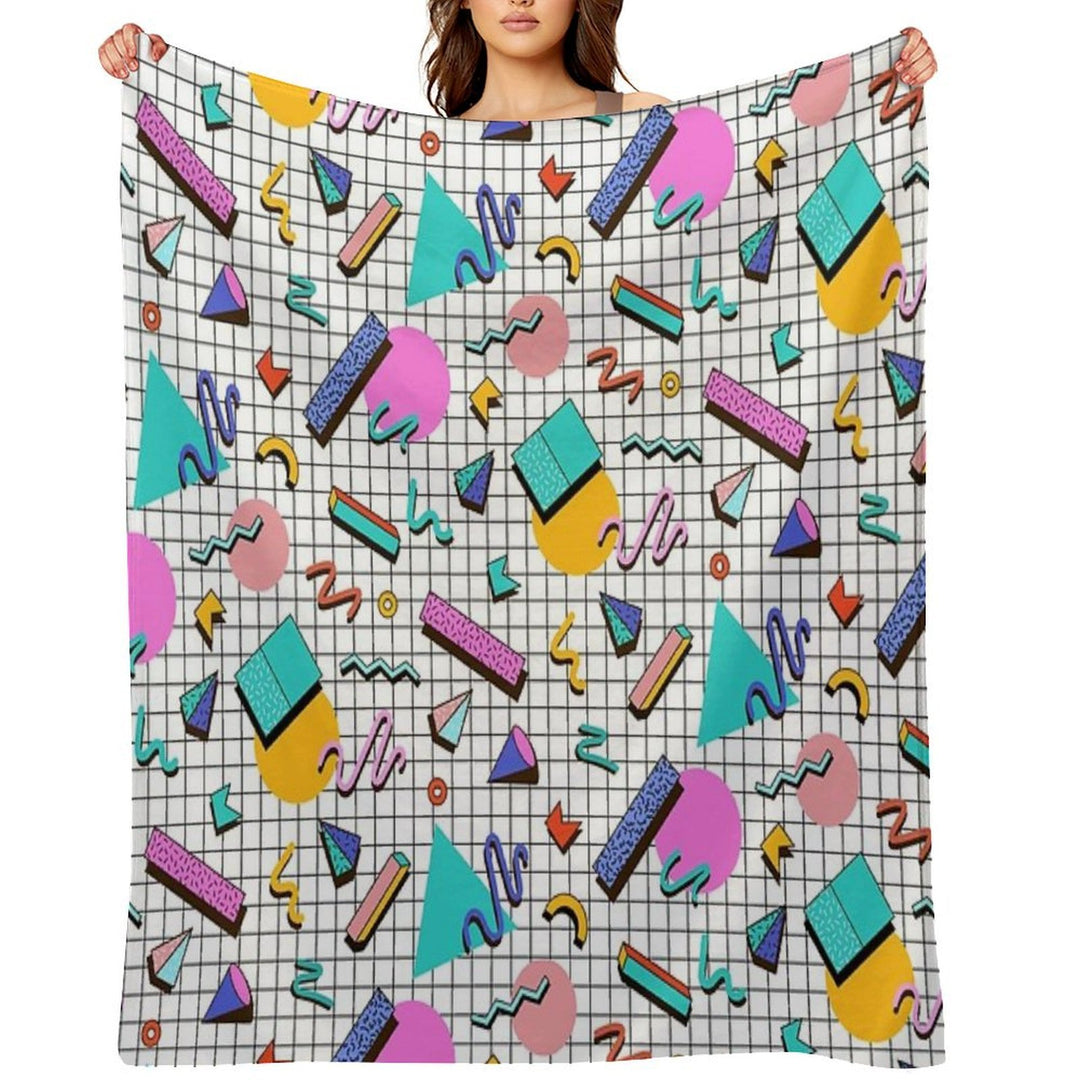 Funky 80s Eighties Memphis Pattern Design Eco-conscious Throw Blanket