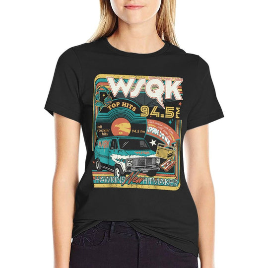 Stranger Things Season 5 WSQK Hawkins New Hitmaker Retro  Cotton T-Shirt