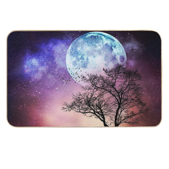 Moon Tree - Magical Night Scene with Tree And Full Moon  Fade-Resistant Bath Mat