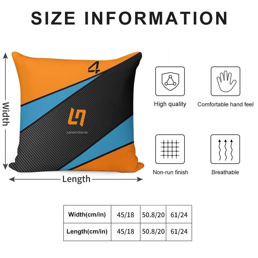 F1 2025 Lando Norris Carbon Fibre Black, Blue And Orange Soft Multiple Sizes Throw Pillow
