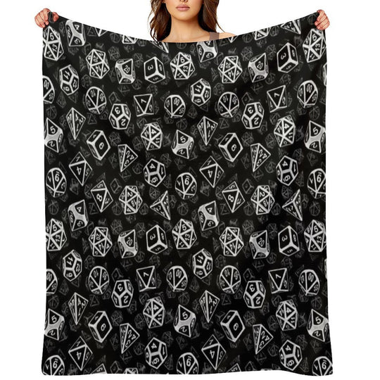 D20 Dice Set Pattern (White) Quick-dry Throw Blanket
