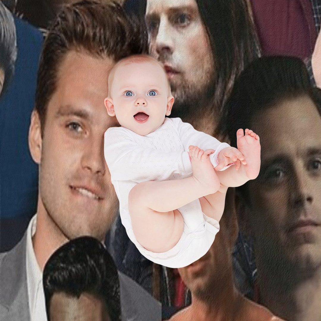 Sebastian Stan Photo Collage Actor Handsome Actor For Fans Womens Multi-functional Throw Blanket