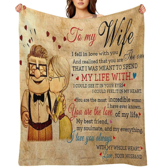Carl And Ellie To My Wife I Love You Always With My Whole Heart, Valentines Gift For Wife Velvety-soft Throw Blanket