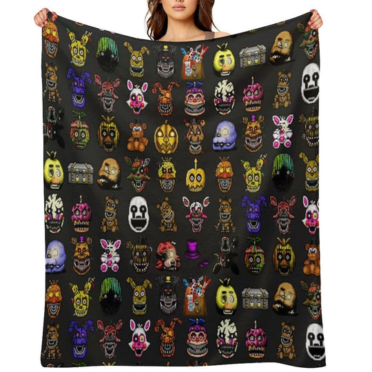 Five Nights at Freddy's - Pixel Art - Multiple Characters New Set Versatility Throw Blanket
