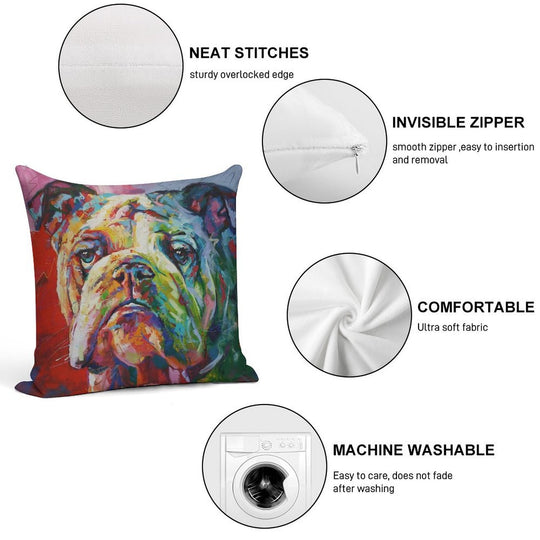 English Bulldog Soft Anti-Pilling Throw Pillow