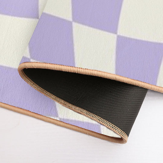 Soft Purple Warp Checked Pattern  Dirt-Trapping Bath Mat