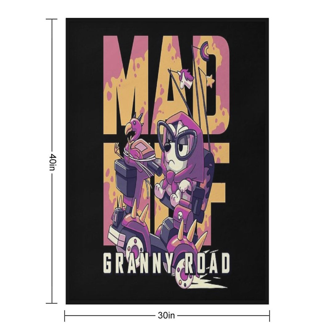 Mad Muf Granny Road  Muffin Heeler, Aussie Dog, Bingo, Bandit, Chilli Premium Throw Blanket