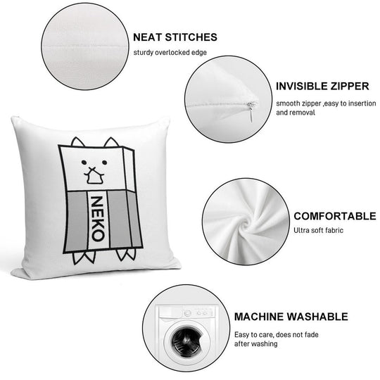 Battle Cats Eraser Cat Gomu Cat Soft Bedroom Essential Throw Pillow