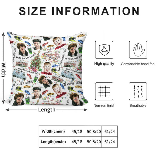 Home Alone Kevin McCallister Christmas Holiday Pattern Soft Skin-Friendly Throw Pillow