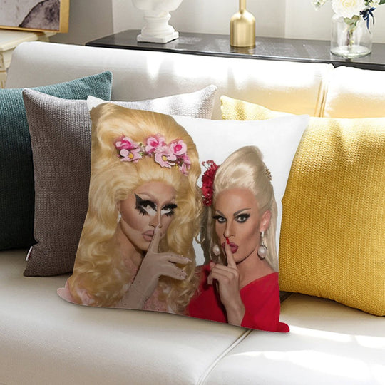 Shh - Trixie And Katya Soft High-Density Material Throw Pillow