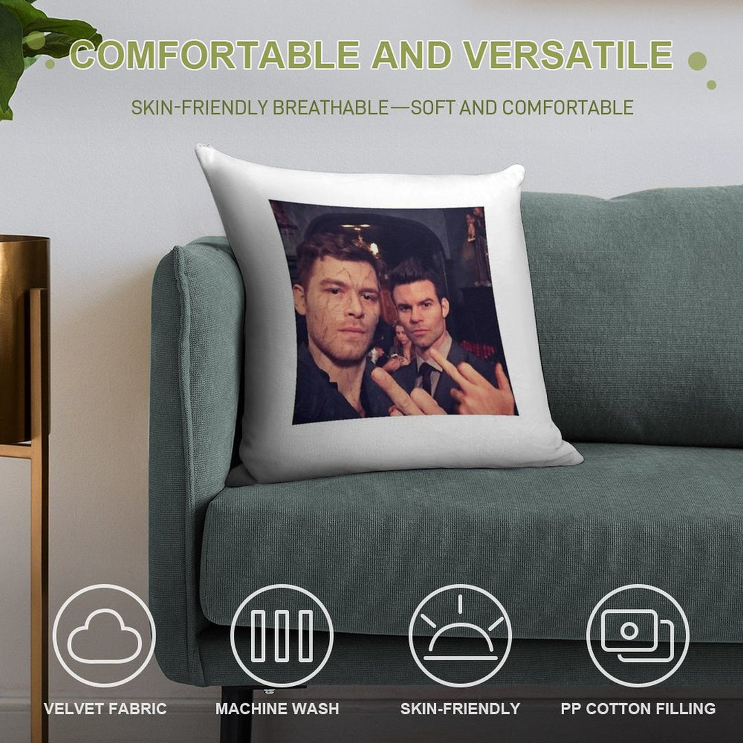 Klaus And Elijah Mikaelson Soft Hidden Zipper Throw Pillow