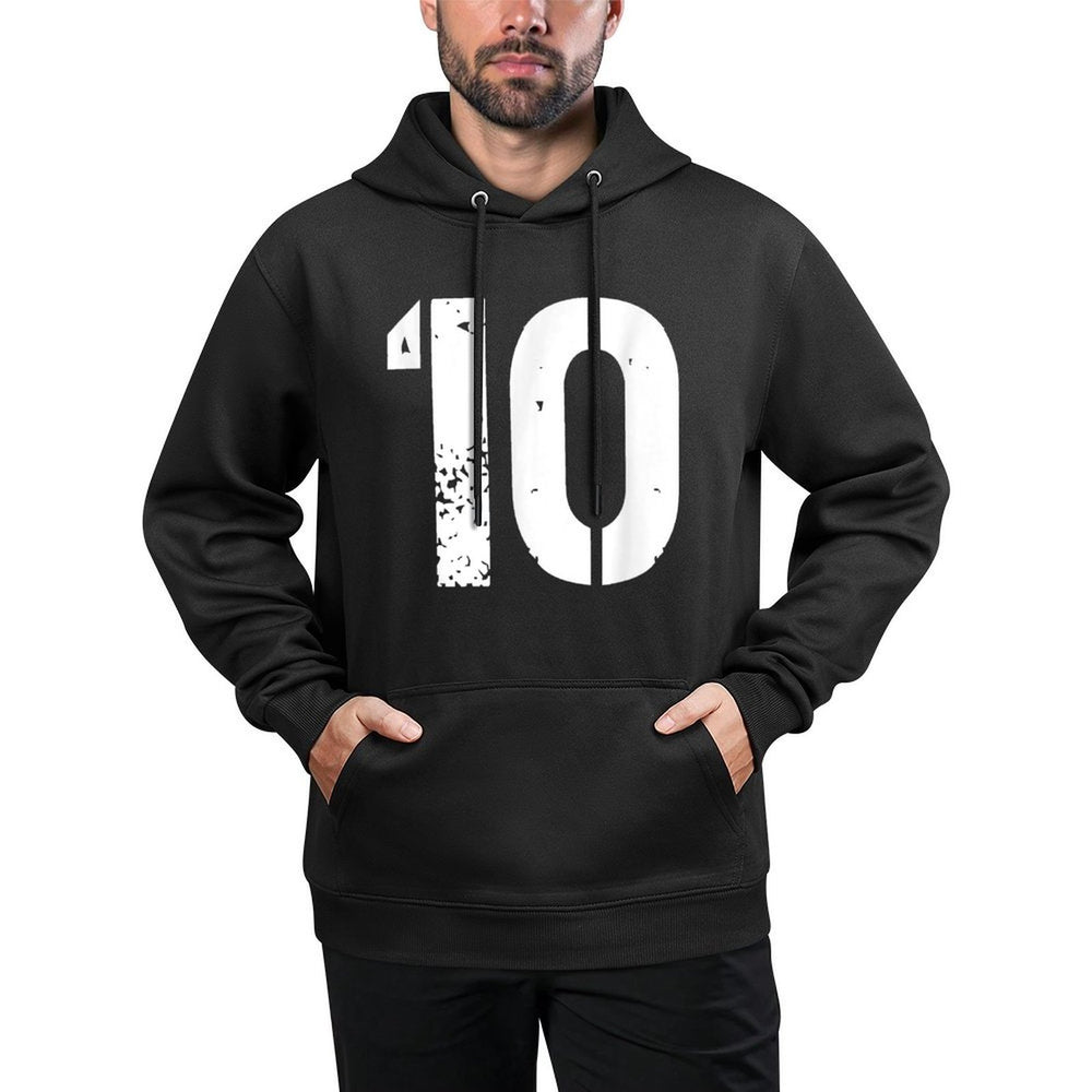 Uniform Numbered Jersey Designs for Sports Fans - Number 10 Varsity Team - 10th Birthday & Ten Years Old Cotton-Polyester Blend Hoodie