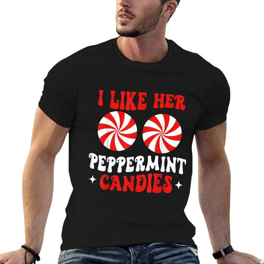 I Like Her Peppermint Candies Couples Matching Christmas  Quick-drying T-Shirt