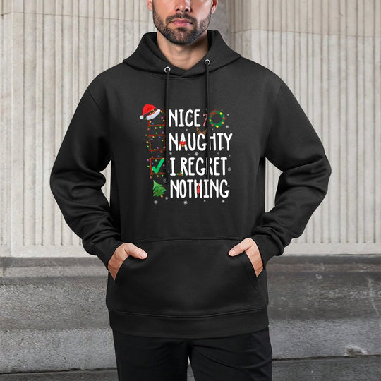 Christmas List Nice Naughty I Regret Nothing Funny Xmas Pilling-Resistant Hoodie